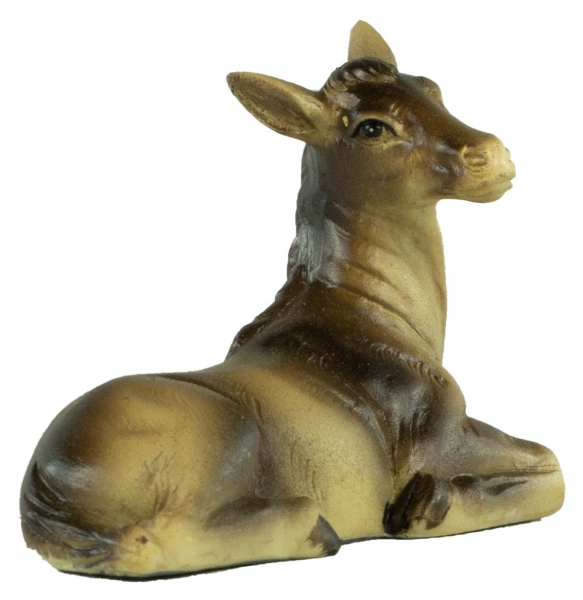 Handbemalte Krippenfigur Esel liegend, ca. 5 cm, K 134-02